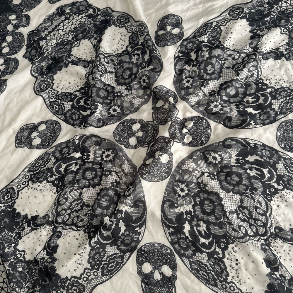 Skull Scarf Square 45" Boho Halloween - Picture 6 of 12